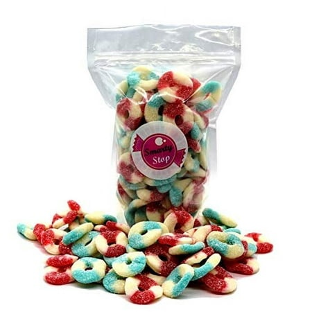 Smarty Stop Mini Sour Gummy Rings Candy GummiRoos (RED  BLUE & WHITE/Freedom Mix (Patriotic)  2 Pound (Pack of 1))