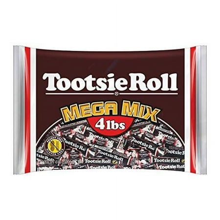 Tootsie Roll Mega Mix  5 Different Shapes and Sizes of Classic Chocolatey Tootsie Rolls - 4 Pound Bag