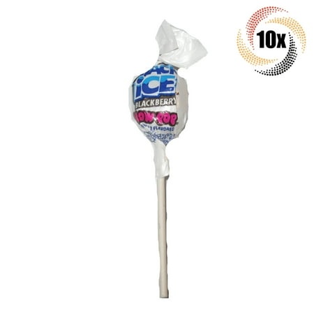 10x Pops Charms Black Ice Blackberry Blow Pop Gum Filled Lollipops - .65oz