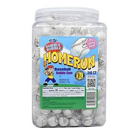 Dubble Bubble Home Run Baseball Bubble Gum Gumballs  240-Count Jar