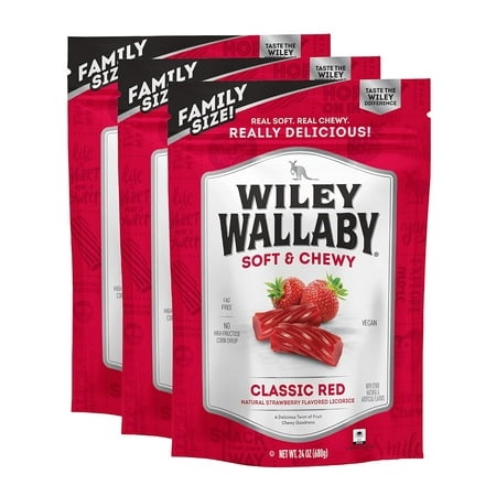 Wiley Wallaby Licorice 24 Ounce Classic Gourmet Soft & Chewy Australian Red Licorice Candy Twists  3 Pack