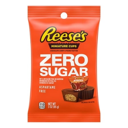 REESE S Zero Sugar Miniatures Chocolate Peanut Butter Cups  Candy Bags  3 Oz (12 Count)