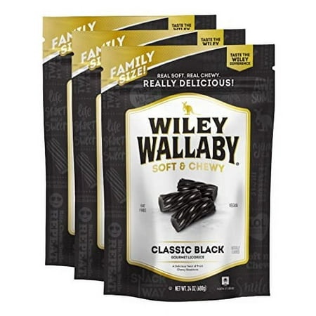Wiley Wallaby Licorice 24 Ounce Classic Gourmet Soft & Chewy Australian Black Licorice Candy Twists  3 Pack