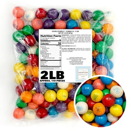 1 Inch Gumballs for Gumball Machine  Approx. 110 Pieces  2lb Bulk Bag  Large Gumballs  Dubble Bubble Assorted Fruit Flavored Bubble Gum  Gumball Machi