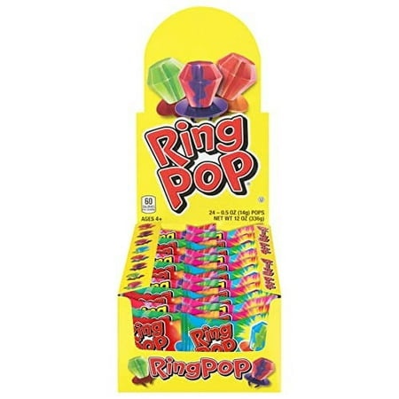 Ring Pop Individually Wrapped Bulk Lollipop Variety Party Pack â€“ 24 Count Lollipop Suckers W/ Assorted Flavors - Fun Candy for Birthdays and Ce
