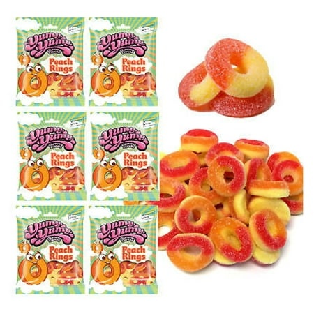 6 Bags Peach Rings Soft Chewy Gummy Candy Sugar Candies Fruity Treats