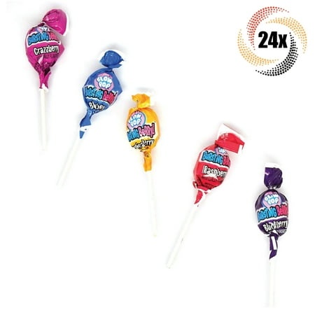 24x Pops Charms Bursting Berry Assorted Bubble Gum Filled Lollipops - .65oz