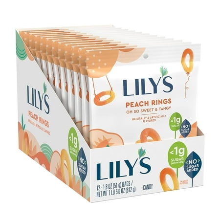 LILY S Peach Rings  Gummy Sweets Bags  1.8 Oz (12 Count)
