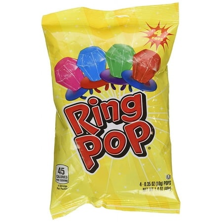 Bazooka Ring Pop Candy 0.35 Oz Bag - 4 Count