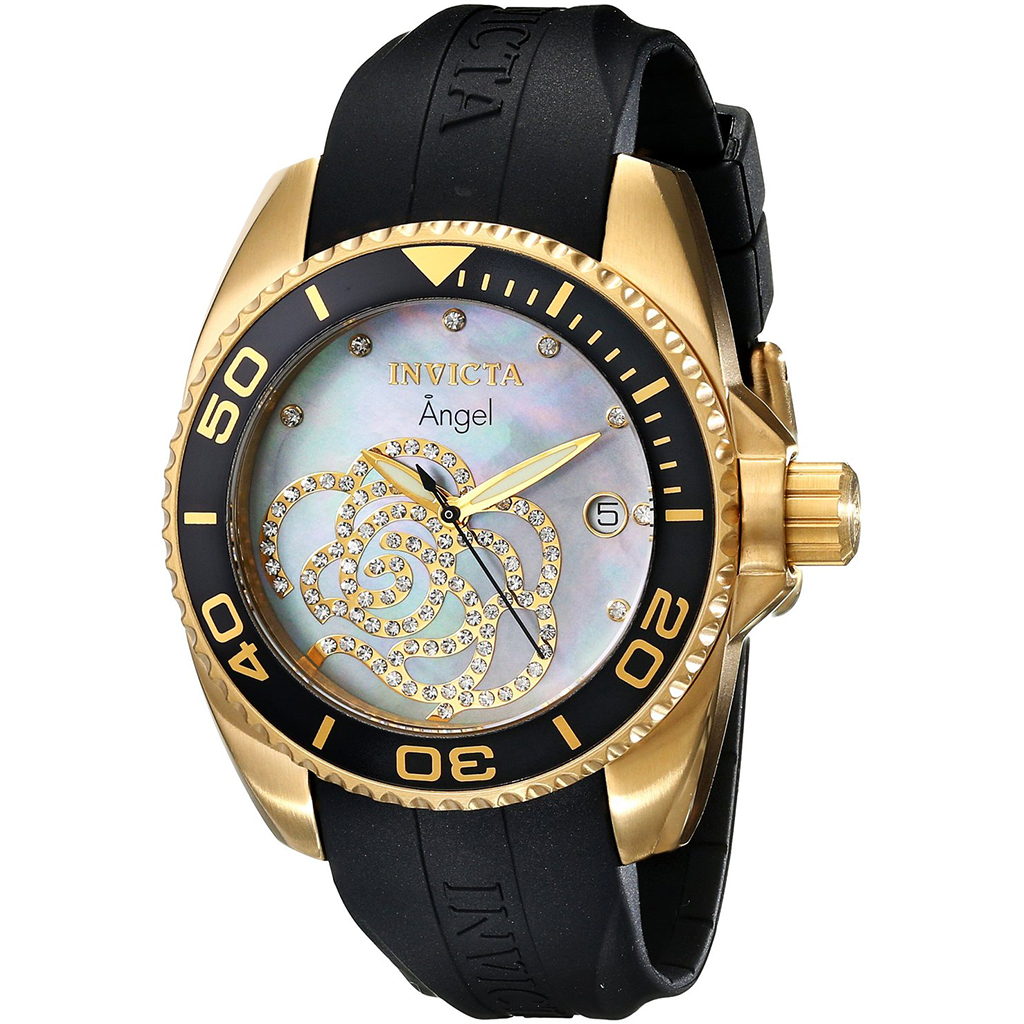 Invicta Women S Angel 0489 Black Silicone Swiss Quartz Fashion Watch