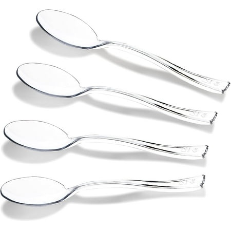 Premium 4 Inch Clear Plastic Mini Spoons - 300-Pack Heavy Duty Dessert Spoons for Mousse  Puddings  Ice Cream  and More!
