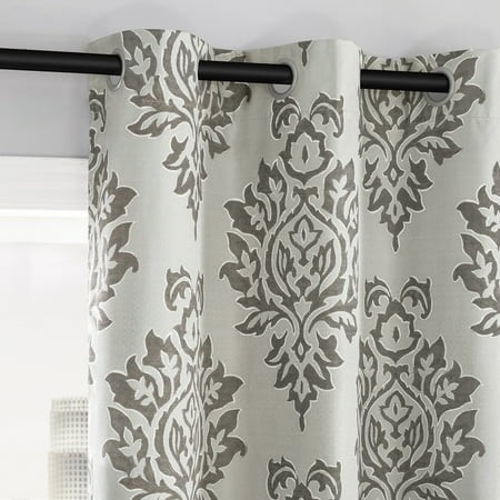 sun zero arlo 2-piece textured thermal insulated room darkening grommet curtain panel pair  brown damask  40 w x 95 l