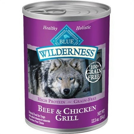 Blue Buffalo Wilderness Grain Free High Protein Wet Dog Food Beef & Chicken Grill - 12.5oz (Pack of 6)