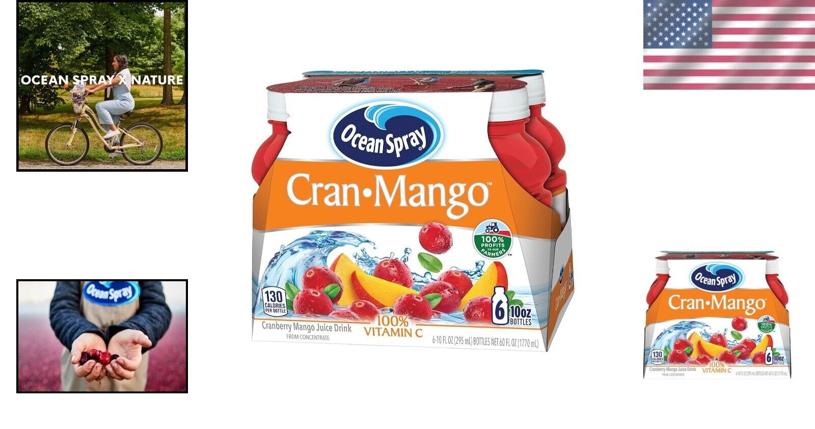 Vitamin C-Rich Cran-Mango Juice Drink - 6 Count Pack, 10 Fl Oz Bottles thumbnail