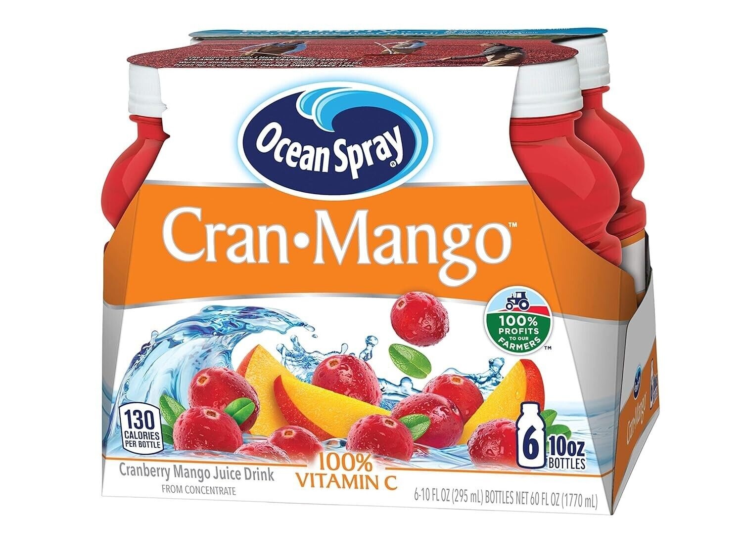 Vitamin C-Rich Cran-Mango Juice Drink - 6 Count Pack, 10 Fl Oz Bottles thumbnail