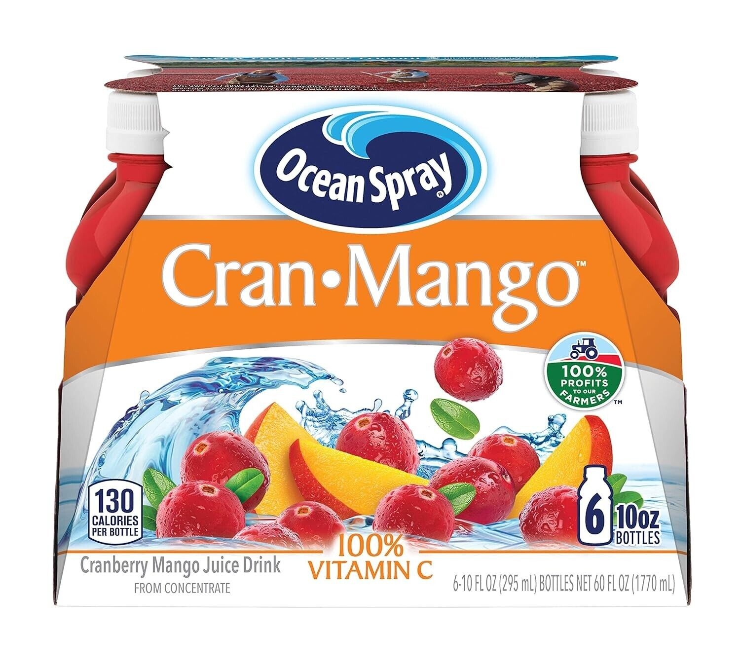 Vitamin C-Rich Cran-Mango Juice Drink - 6 Count Pack, 10 Fl Oz Bottles thumbnail