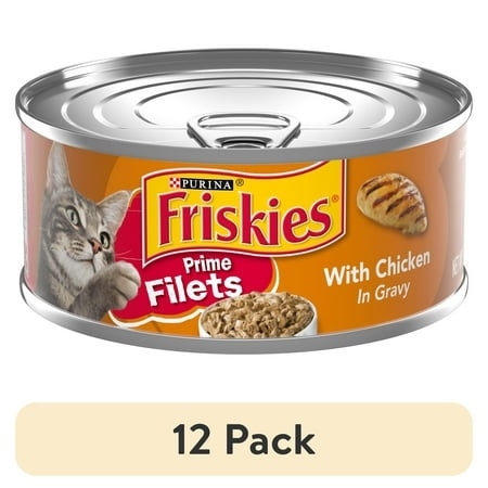 (12 Pack) Purina Friskies Prime Filet  Chicken in Gravy  Wet Cat Food  5.5 Oz Can