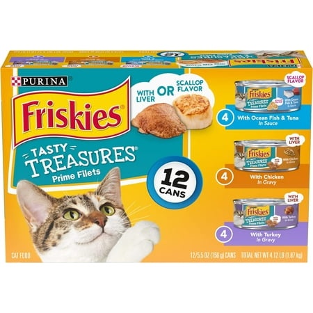 Purina Friskies Gravy Wet Cat Food Variety Pack  Tasty Treasures - (12) 5.5 Oz. Cans 2 Pack