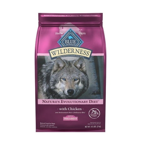Blue Buffalo Wilderness High Protein Small Breed Adult Dry Dog Food Plus Wholesome Grains  Chicken 4.5 Lb
