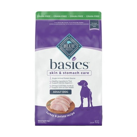 Blue Buffalo Basics Adult Grain-Free Limited Ingredient Turkey and Potato Recipe Dry Dog Food 24 Lb.