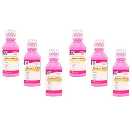 Quality Choice Regular Strength Pink Bismuth Liquid Stomach Relief  12 Fl Oz. (Pack of 6)