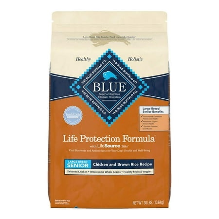 Blue Buffalo Life Protection Formula Natural Senior Large Breed Dry Dog Food  Chicken and Brown Rice 30 Lb.