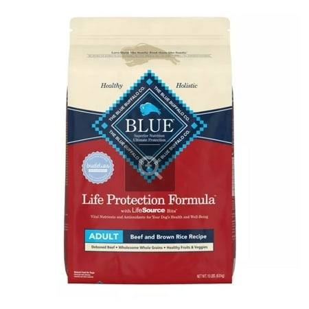 Blue Buffalo Life Protection Formula Natural Adult Dry Dog Food  Beef and Brown Rice 15 Lbs