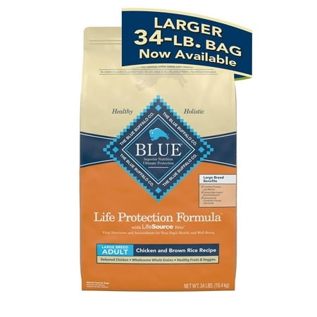 Blue Buffalo Life Protection Formula Natural Adult Large Breed Dry Dog Food  Chicken and Brown Rice 34 Lb.