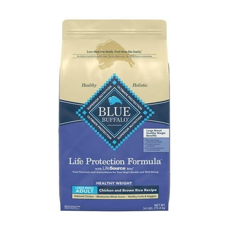 Blue Buffalo Life Protection Natural Adult Large Breed Healthy Weight Dry Dog Food  Chicken and Brown Rice 34 Lb.