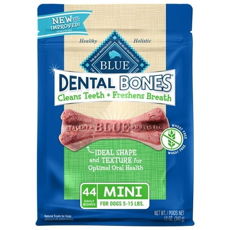 Blue Buffalo Dental Bones Mini Natural Dental Chew Dog Treats  (5-15 Lbs) 12-oz Bag