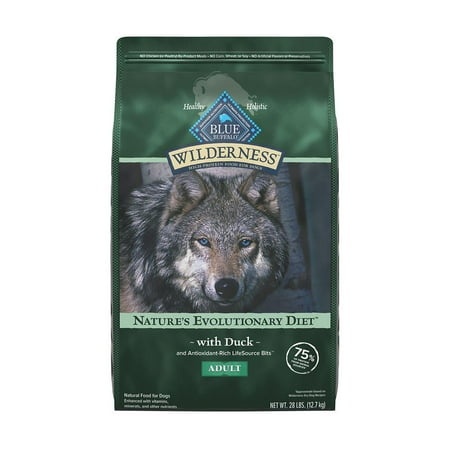 Blue Buffalo Wilderness High Protein Natural Adult Dry Dog Food Plus Wholesome Grains  Duck 28 Lb. Bag