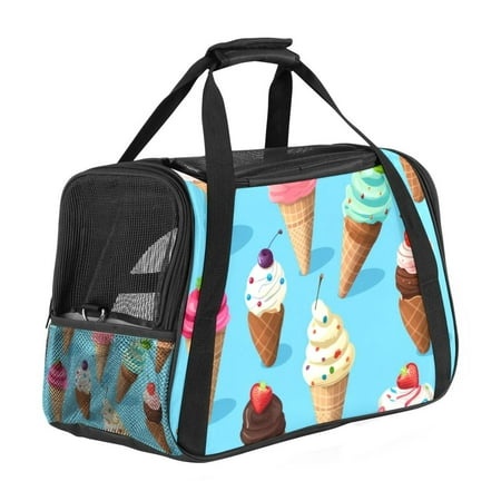 Ice Cream Premium Fabric Pet Bag - 900D Oxford Cloth with Sherpa Base  17x10x11.8in - Comfortable and Durable Pet Carrier for Travel and Outdoor Activ