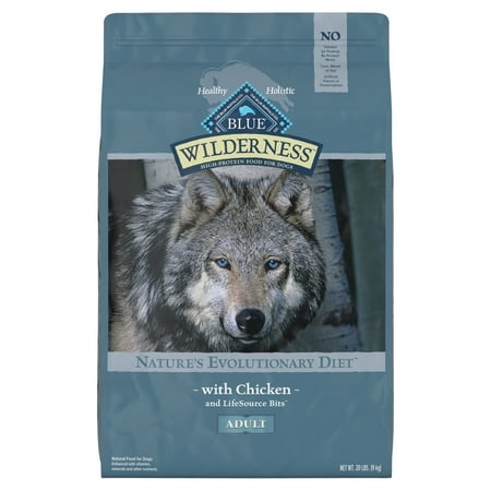 Blue Buffalo Wilderness High Protein Chicken Dry Dog Food for Adult Dogs Grain-Free 20 Lb. Bag
