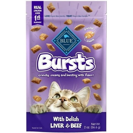 Blue Buffalo Bursts Cat Treats Delish Liver and Beef [Cat Crunchy Treats  Cat Supplies] 6 Oz (3 X 2 Oz)