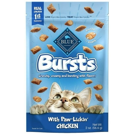 Blue Buffalo Bursts Cat Treats Paw-Lickin  Chicken [Cat Crunchy Treats  Cat Supplies] 12 Oz (6 X 2 Oz)