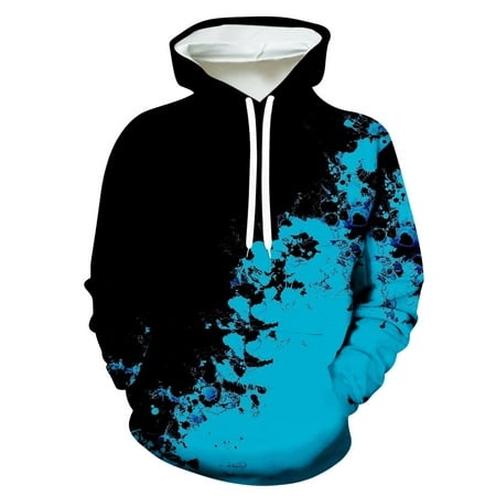 Graphic Hoodie for Men Stylish Casual  Christmas Unisex Hoodies 3D Print Pullover Hooded Sweatshirt with Big Pocket (X-Large  Light Blue 01)