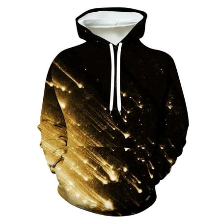 Graphic Hoodie for Men Stylish Casual  Christmas Unisex Hoodies 3D Print Pullover Hooded Sweatshirt with Big Pocket (X-Large  Yellow)