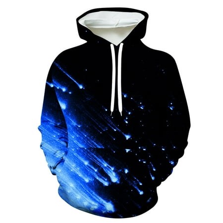 Graphic Hoodie for Men Stylish Casual  Christmas Unisex Hoodies 3D Print Pullover Hooded Sweatshirt with Big Pocket (X-Large  Blue)