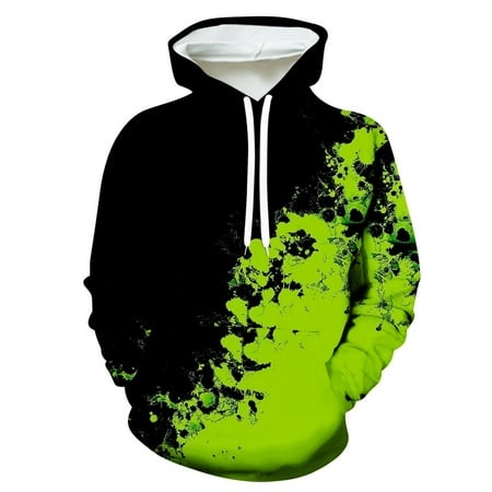 Graphic Hoodie for Men Stylish Casual  Christmas Unisex Hoodies 3D Print Pullover Hooded Sweatshirt with Big Pocket (X-Large  Green)
