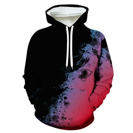 Graphic Hoodie for Men Stylish Casual  Christmas Unisex Hoodies 3D Print Pullover Hooded Sweatshirt with Big Pocket (X-Large  Hot Pink)