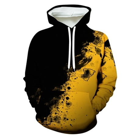Graphic Hoodie for Men Stylish Casual  Christmas Unisex Hoodies 3D Print Pullover Hooded Sweatshirt with Big Pocket (X-Large  Yellow 01)