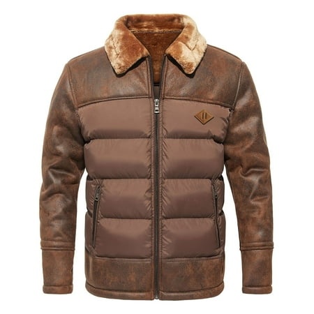 GWAABD Mens Winter Jacket Solid Color Plaid Puffer Quilted Jacket Thermal Warm Velvet Baggy Thicken Warm Cotton Padded Coat Sherpa Lined Outerwear Bro