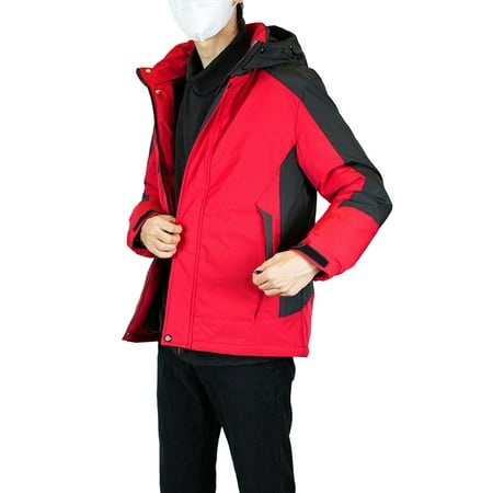 GWAABD Mens Winter Coat Cotton Quilted Jacket Winter Thermal Warm Windproof Waterproof Overcoat Detachable Hooded Thicken Puffer Padded Coat Color Blo