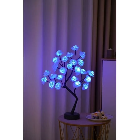 Up to 50% Off Rose Flower Table Tree Light 24 LEDs Desk Top Bonsai Lighted Tree Battery Operated USB Plug Powered Tree Table Lamp Rose Flower Desk Tre