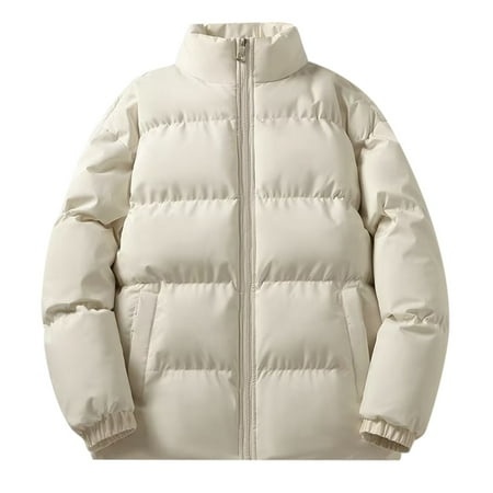 GWAABD Men S Winter Jacket Cotton Quilted Jacket Winter Thermal Warm Overcoat Stand Collar Thicken Puffer Padded Coat Baggy Solid Color Outerwear Khak