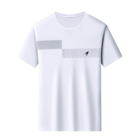 Rrunsv Casual Shirts for Men Men S Cartoon Graphic Print Short Sleeve T Shirt Round Neck Tee White L