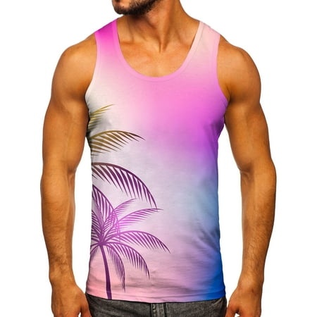 WILLBEST Mens Tank Tops Men Fashion Spring Summer Casual Sleeveless O Neck Printed Tank Tops Blouse Shirts 4081