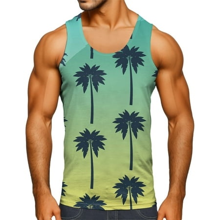 WILLBEST Tank Top Men Fashion Spring Summer Casual Sleeveless O Neck Printed Tank Tops Blouse Shirts 3535