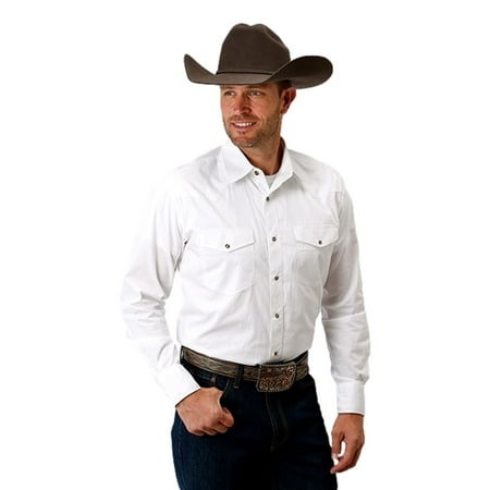 Roper Western Shirt Mens L/S Poplin 4XT White 03-001-0765-1025 WH