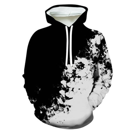 Graphic Hoodie for Men Stylish Casual  Christmas Unisex Hoodies 3D Print Pullover Hooded Sweatshirt with Big Pocket (X-Large  Black)